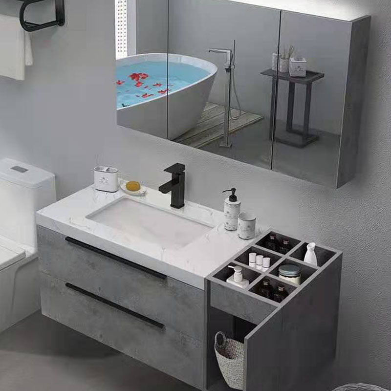 Double Drawer Modern Bathroom Vanity With Mirror